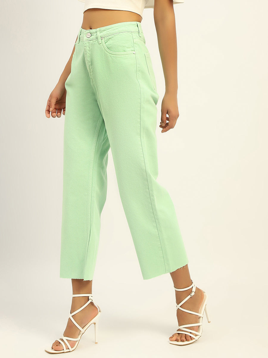 Madame Regular Mid Rise Cotton Green Denim