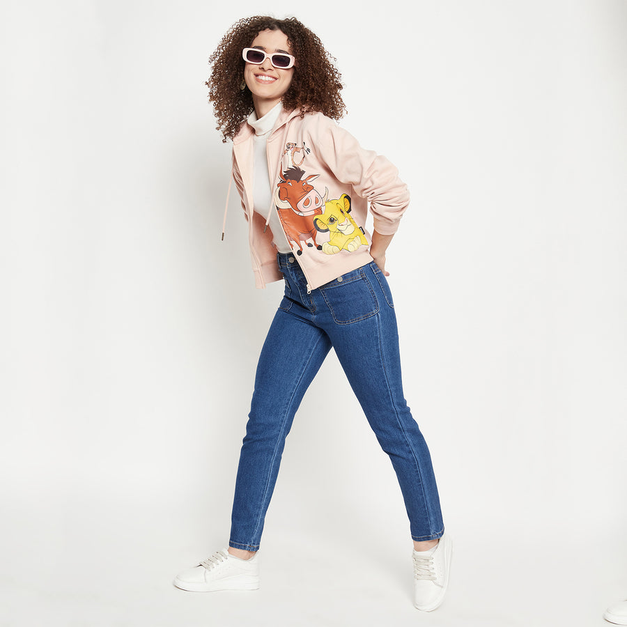 Madame Women Disney Printed Peach Sweat-Shirt