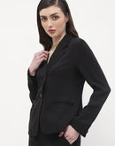 Madame Lapel Collar Black Bell Sleeve Blazer