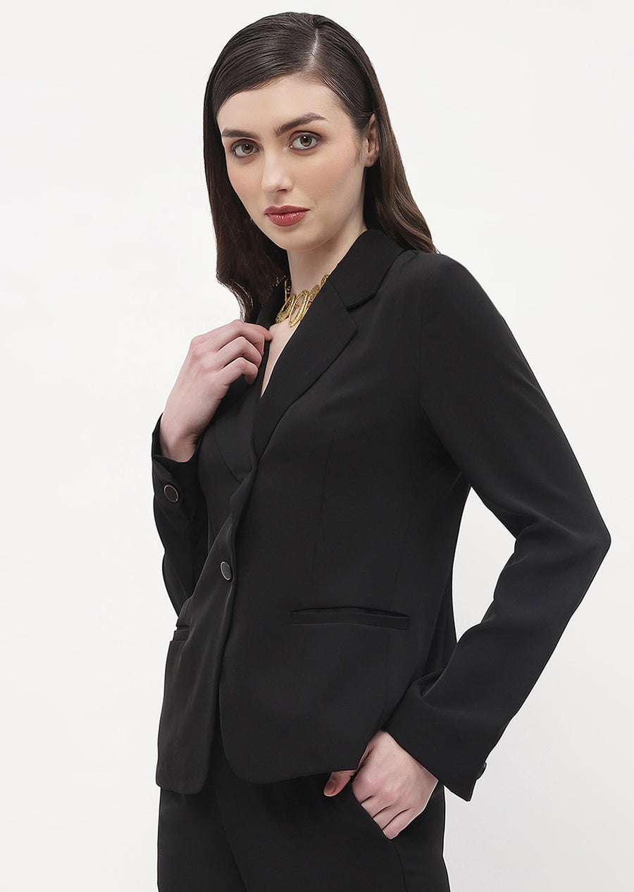 Madame Lapel Collar Black Bell Sleeve Blazer