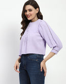 Madame Puff Sleeve Lilac Tunic Top