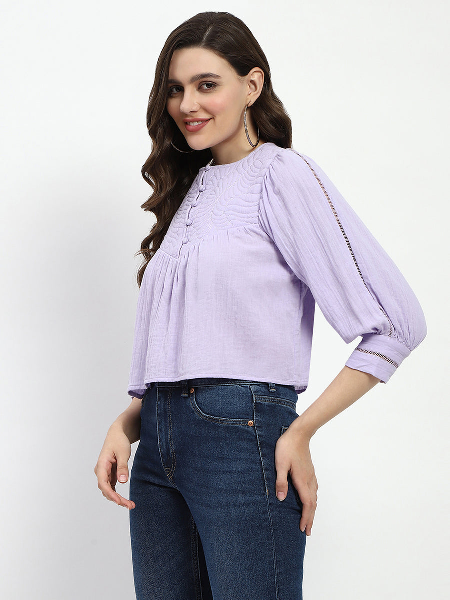 Madame Puff Sleeve Lilac Tunic Top