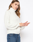 Madame Embellished Turtleneck Off White Sweater