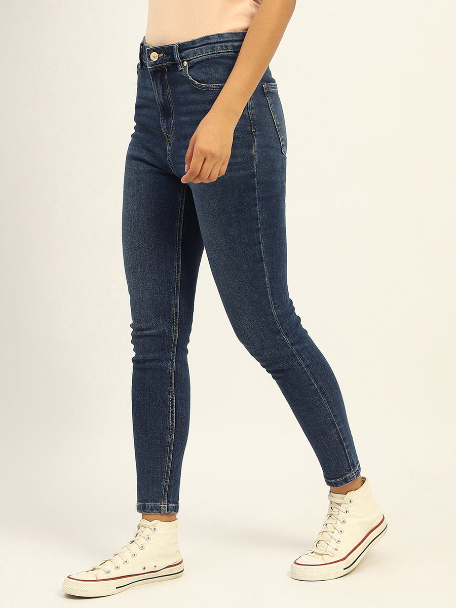 Madame Skinny Fit Raw Hem Cotton Dark Blue Denim