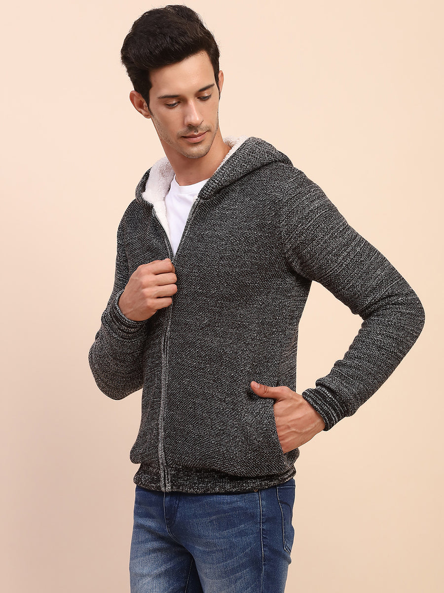 Camla Barcelona Self Designed Black Full Sleeve Sweater