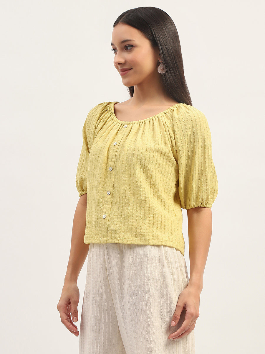 Madame Textured Solid Lime Top