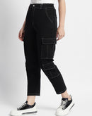 Madame Mid Rise Tapered Fit Black Cargo