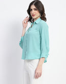 Madame Button-Down Collared Jade Green Shirt