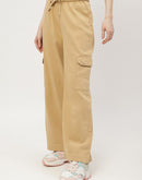 Madame Solid Yellow Cargo Jeans