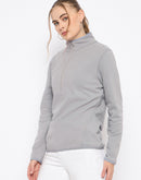 Madame Polar Fleece Half-Zipper Grey Sweatshirt