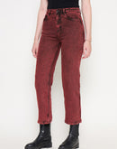 Madame Cotton Blend Acid Wash Red Denim