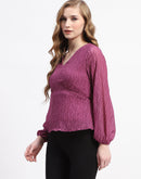 Madame Purple V-Neck Empire Waist Top