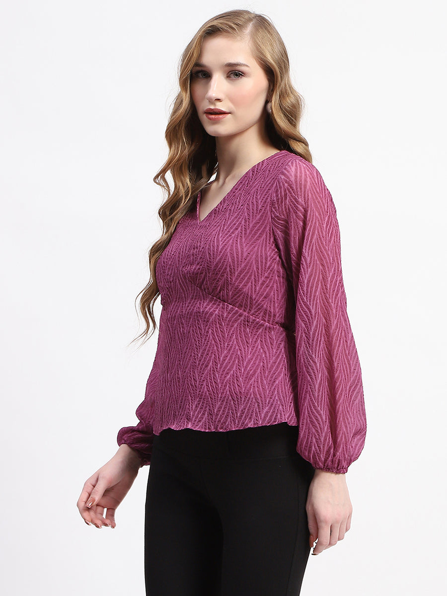 Madame Purple V-Neck Empire Waist Top