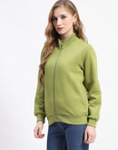 Madame Mock Neck Olive Green Cotton Sweatshirt