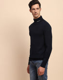 Camla Barcelona Cable Knit Turtleneck Navy Sweater