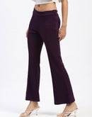 Madame Single Pleated Purple Flared Trousers