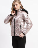 Madame Cuff Sleeve Rose Gold Zipped Quilted Puffer Jacket