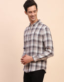 Camla Barcelona Checkered Button Down Off White Cotton Shirt