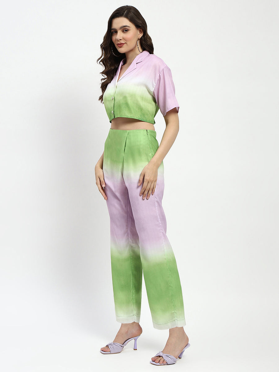 Madame Ombre Effect Green And Lavender Co-Ord Set