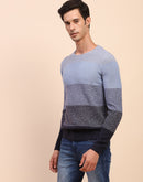 Camla Barcelona Ombre Print Navy Crew Neck Sweater