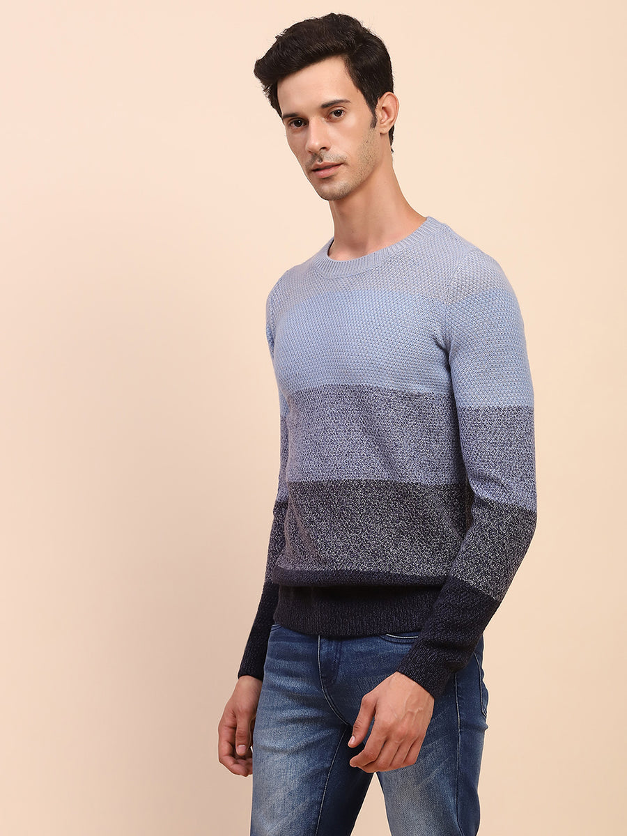 Camla Barcelona Ombre Print Navy Crew Neck Sweater