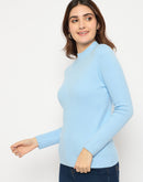 Madame Turtle Neck Full Sleeve Blue Sweater