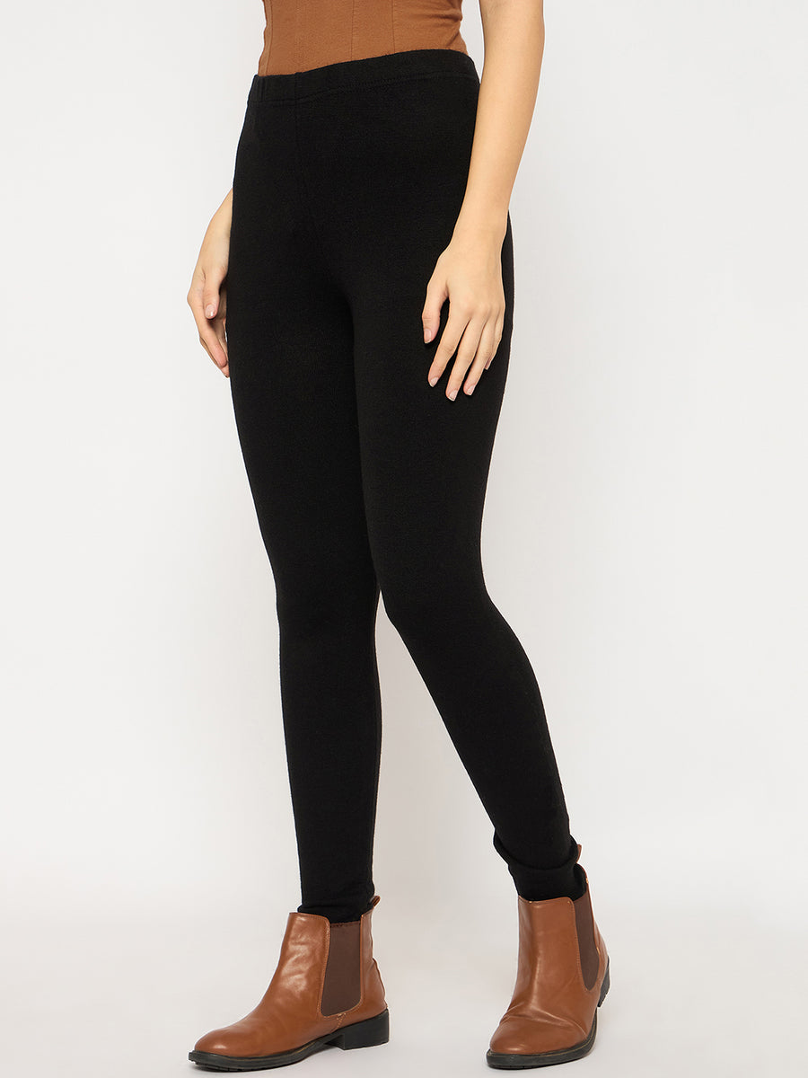 Madame Skinny Fit Solid Black Tights