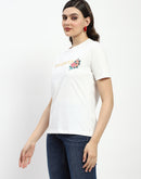 Madame Bridgerton Embossed Graphics White Cotton T-Shirt