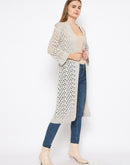 Madame Lace Detailed Semi Sheer Light Grey Shrug