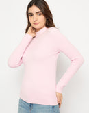 Madame Turtle Neck Full Sleeve Pink Sweater