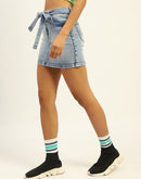 Madame Blue Cotton Denim Skirt