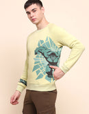 Camla Barcelona Graphic Printed Lime Green Cotton Sweatshirt