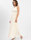 Madame Square Neck White Tiered Maxi Dress