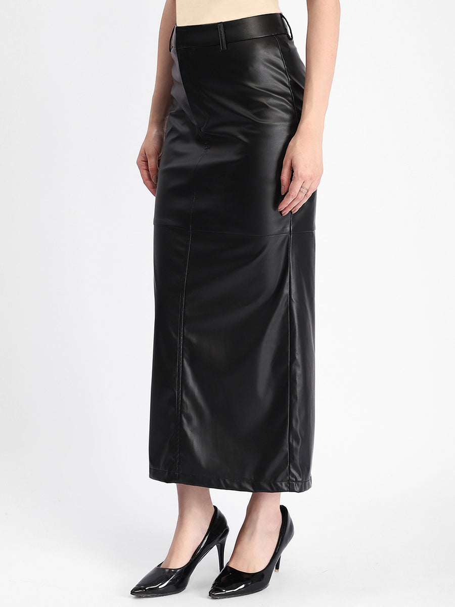 Madame Black Faux Leather Mermaid Skirt