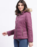 Madame Corduroy Two In One Plum Quilted Jacket