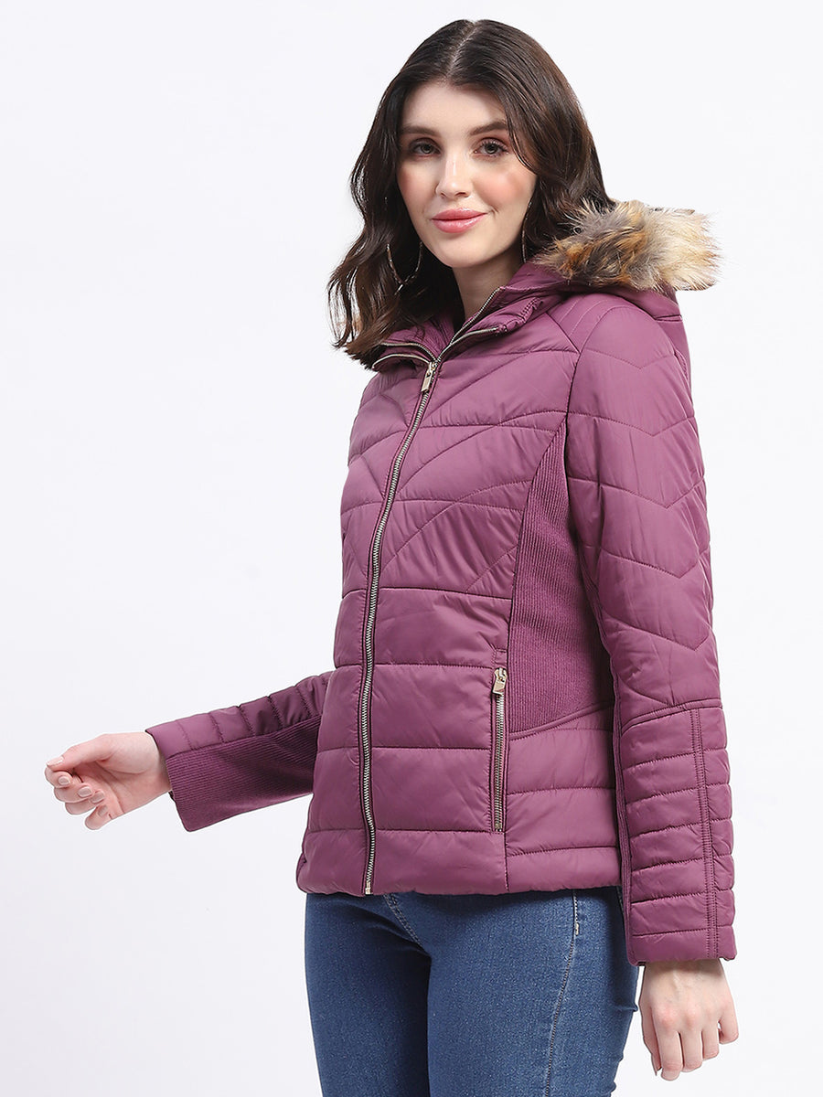 Madame Corduroy Two In One Plum Quilted Jacket