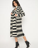 Madame Zebra Striped Dress with Geometric Print Black Ensemble