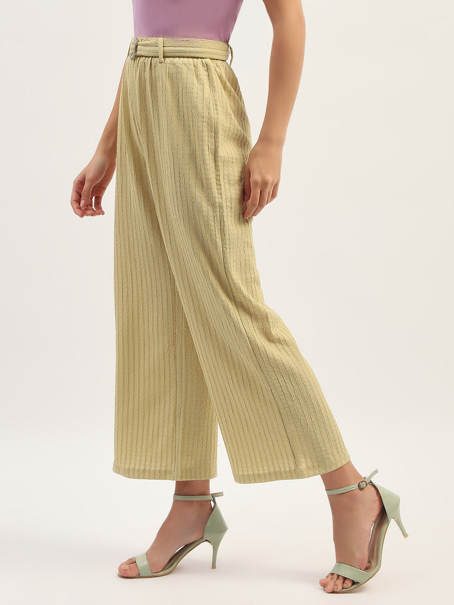 Madame Waist Belted Tapered Fit Dusty Green Trousers