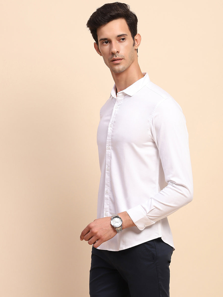 Camla Barcelona Solid Button Down White Cotton Shirt