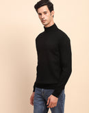 Camla Barcelona High Neck Solid Black Sweater