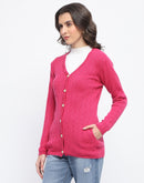 Madame Full Sleeve Button Down Pink Cardigan