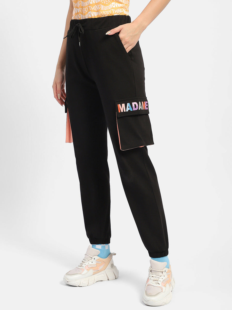 Madame Logo Print Black Joggers