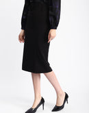 Madame Knit Moss Embellished Buckle Black Skirt