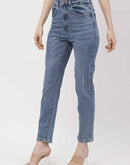 Madame Light Distressed Mid Blue Slim Fit Jeans