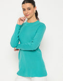 Madame Mock Neck Solid Sea Green Skeeve