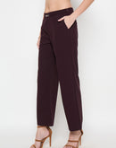 Madame Belted Straight Fit Wine Trousers