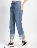 Madame Whiskered Folded Hem Ripped Denim