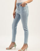 Madame Skinny Fit Raw Hem Cotton Ice Blue Denim