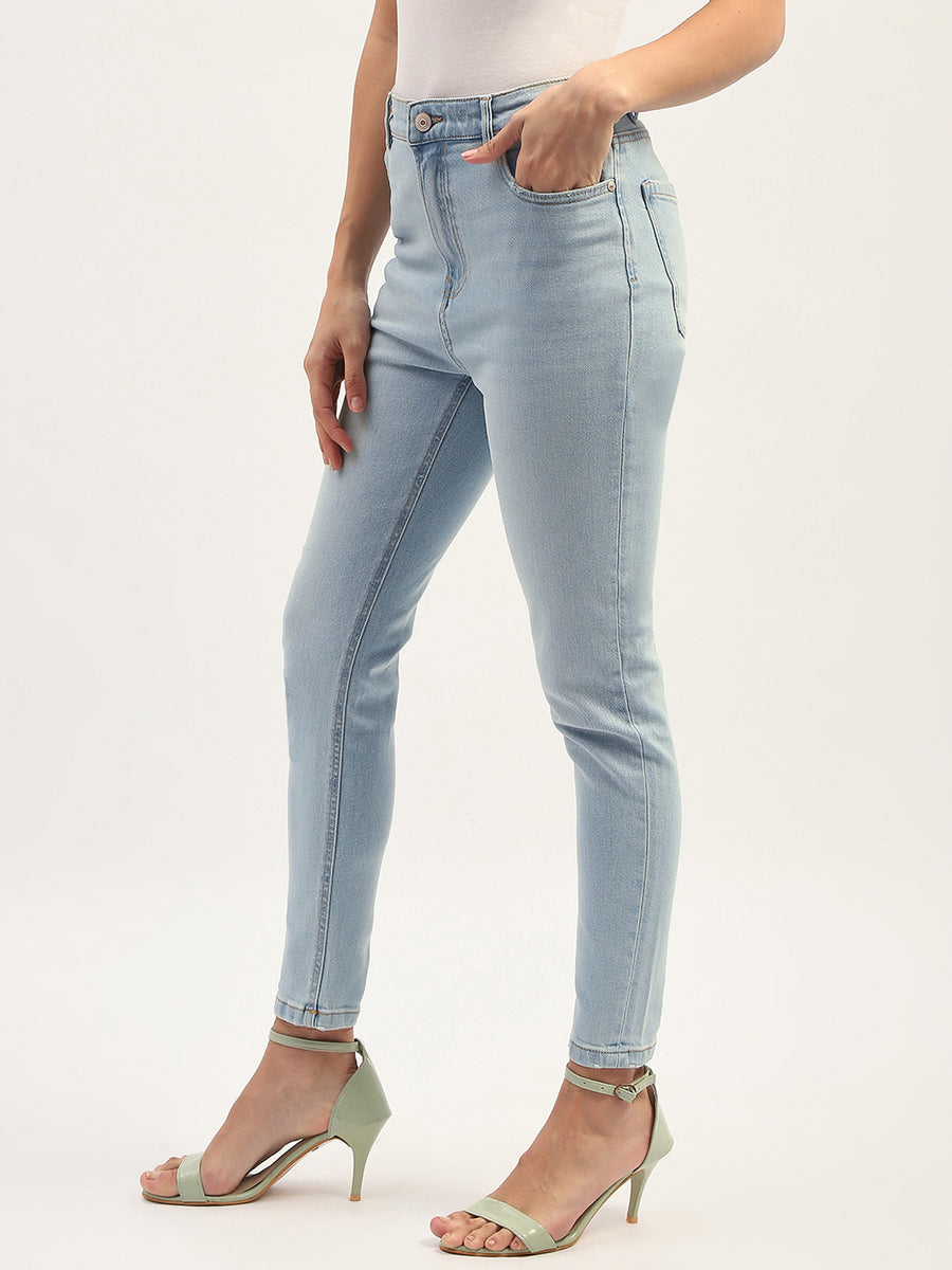 Madame Skinny Fit Raw Hem Cotton Ice Blue Denim