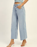 Madame Mid Rise Solid Ice Blue Denim